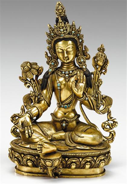 Well cast Tibetan gilt bronze and