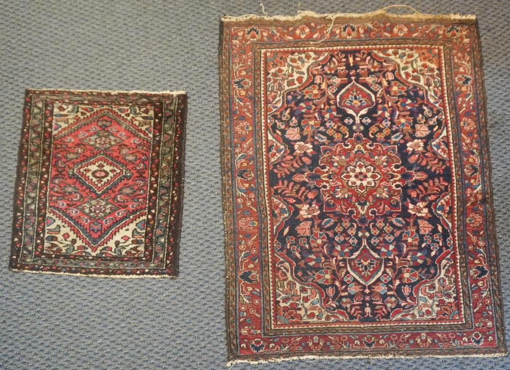 TWO AFGHAN RUGS LARGER: 4 FT 11