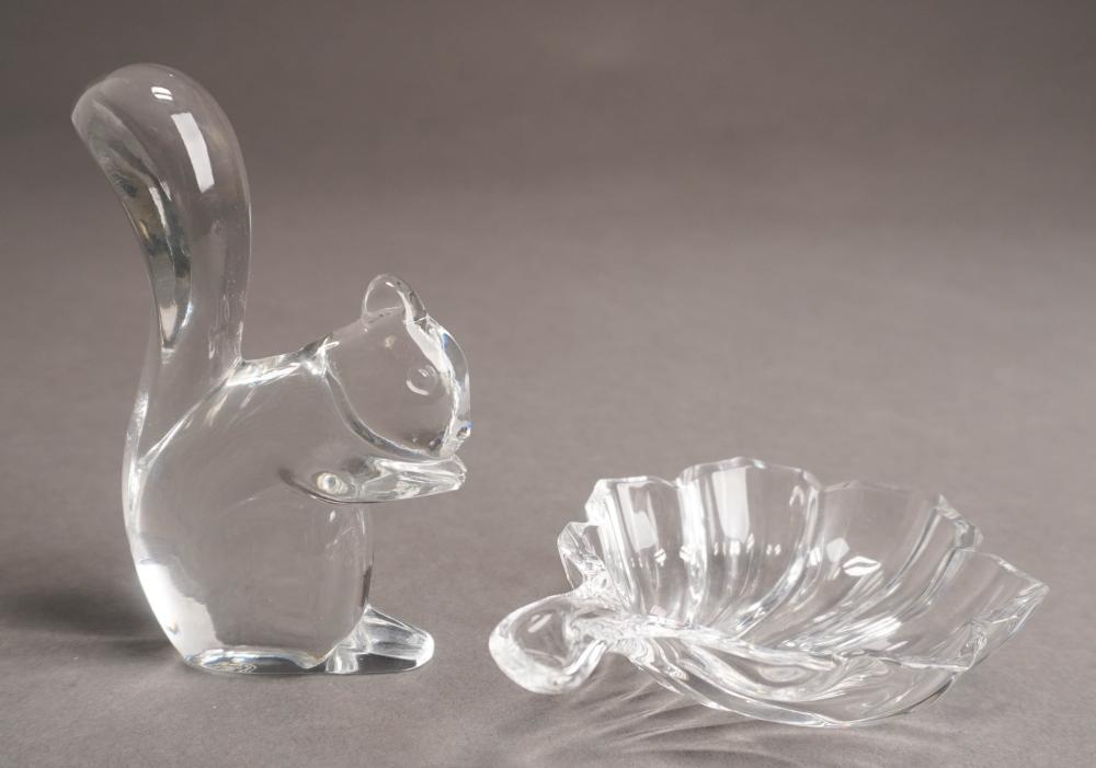 BACCARAT CRYSTAL SQUIRREL AND LEAF-FORM