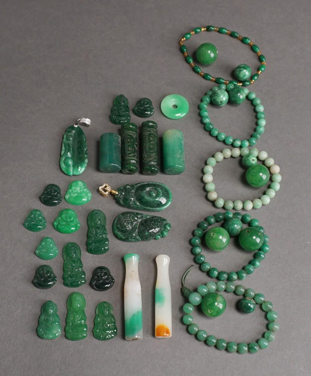 COLLECTION OF CHINESE GREEN HARDSTONE