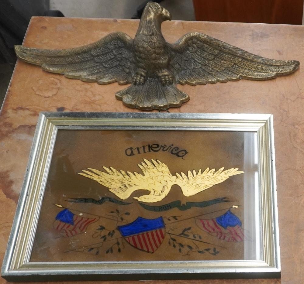 BRASS HANGING EAGLE AND AMERICA 2e624b