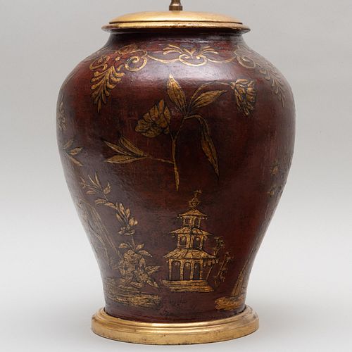 CHINOISERIE LACQUERED POTTERY TABLE