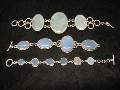 Group of three agate stone bracelets