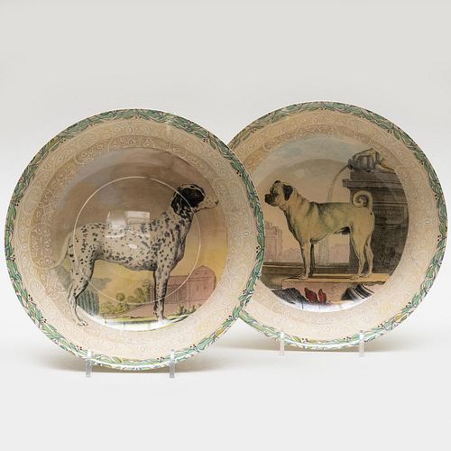 TWO JOHN DERIAN DECOUPAGE DISHES WITH