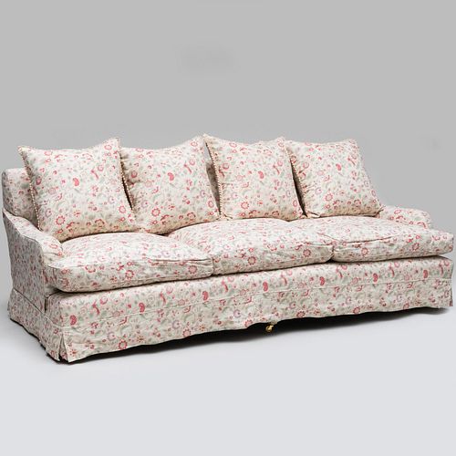FLORAL LINEN UPHOLSTERED THREE
