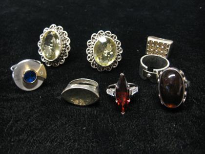 Group of eight multi gem set lady's