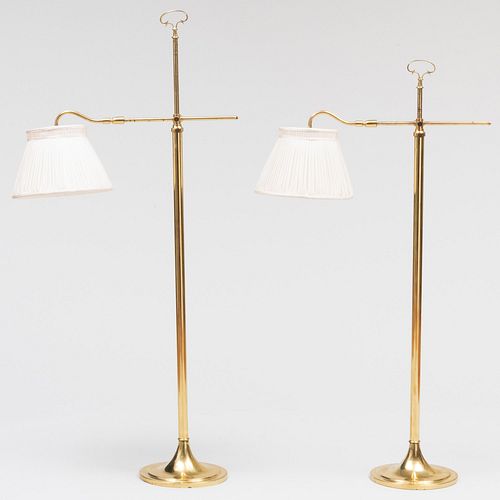 PAIR OF ADJUSTABLE BRASS FLOOR