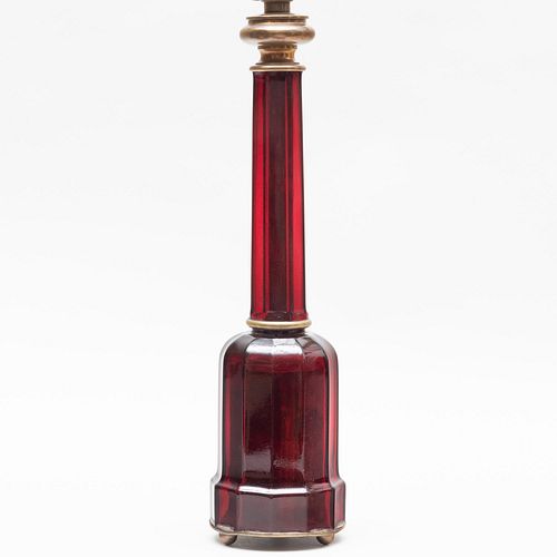 RED MOLDED GLASS TABLE LAMP27 x 2e3c66