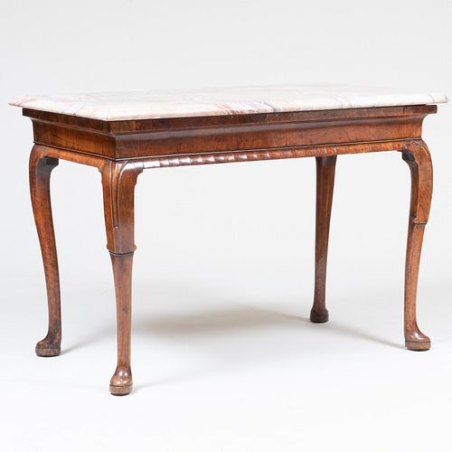 GEORGE I WALNUT CONSOLE TABLE WITH