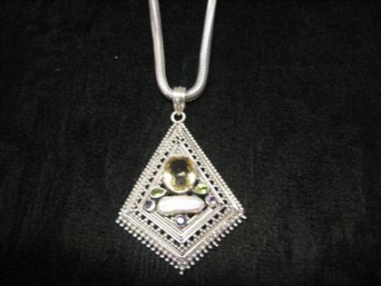 Multi gem set sterling silver necklace 49fab