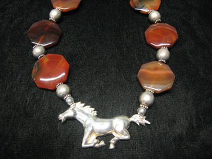 Agate and Mustang necklace Sterling 49faf