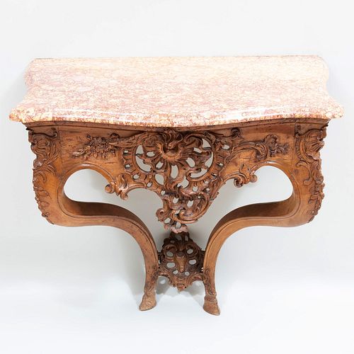 LOUIS XV CARVED BEECHWOOD CONSOLE