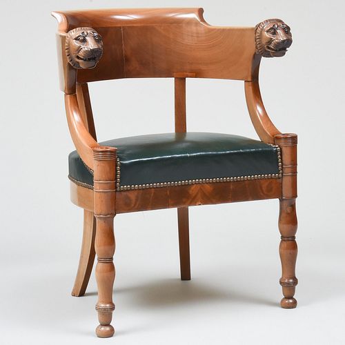 EMPIRE MAHOGANY AND LEATHER FAUTEUIL 2e3d0a