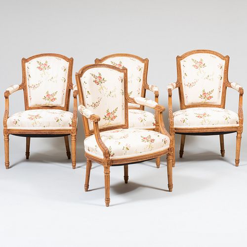A SET OF FOUR LOUIS XVI UPHOLSTERED 2e3d60