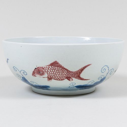 CHINESE BLUE, RED AND WHITE PORCELAIN