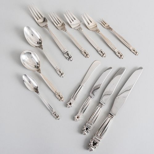 GEORG JENSEN SILVER FLATWARE SERVICEMarked 2e3db7