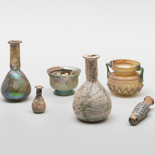 GROUP OF SIX ROMAN AND OTHER GLASS