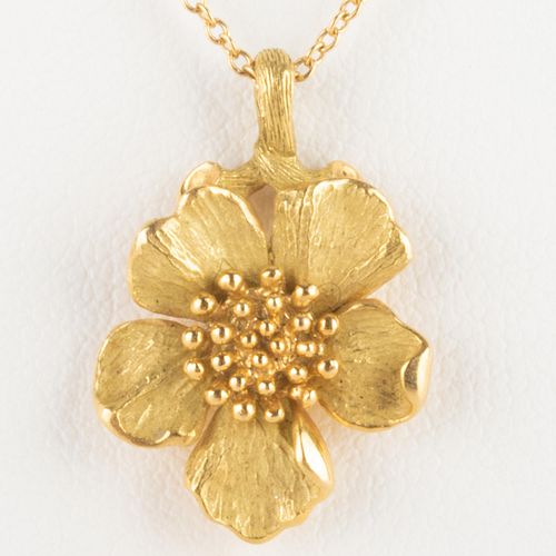 TIFFANY & CO. 18K GOLD FLORAL PENDANT