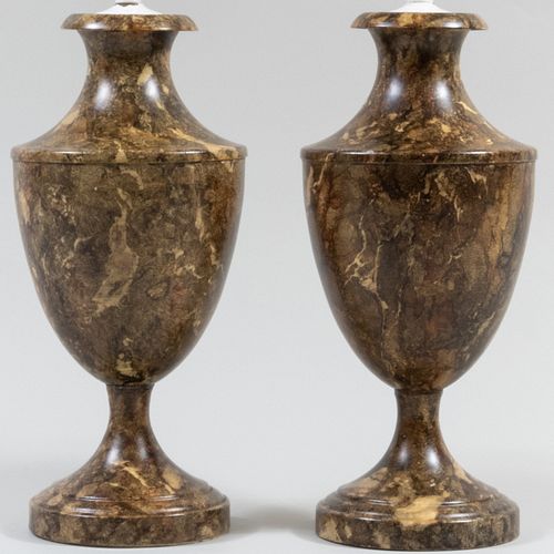 PAIR OF FAUX MARBLE PAINTED TOLE 2e3dfc