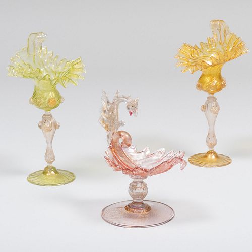 THREE VENETIAN GLASS ARTICLESComprising:

Two