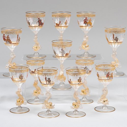 SET OF TWELVE VENETIAN ENAMELED 2e3e29