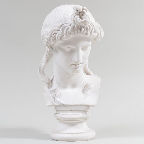 WHITE PLASTER BUST OF A CLASSICAL