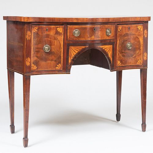 GEORGE III INLAID MAHOGANY SERPENTINE-FRONT