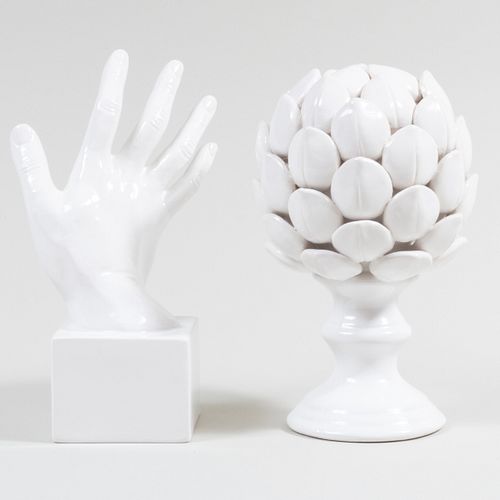 WHITE PORCELAIN MODEL OF A HAND
