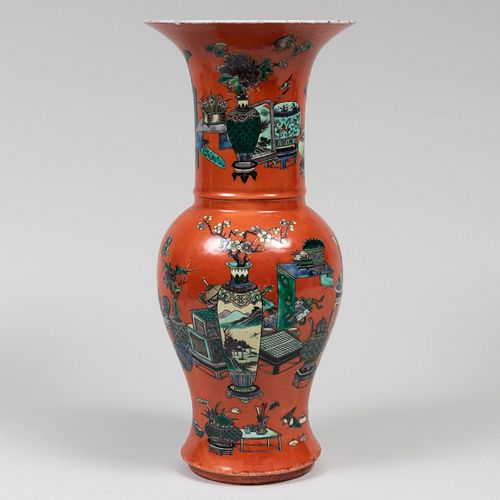 CHINESE IRON RED GROUND PORCELAIN