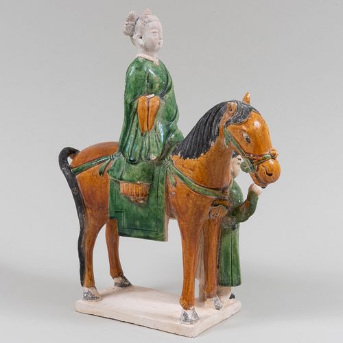 CHINESE GLAZED POTTERY EQUESTRIAN