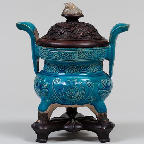 CHINESE TURQUOISE GLAZED POTTERY