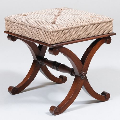 REGENCY MAHOGANY UPHOLSTERED CURULE