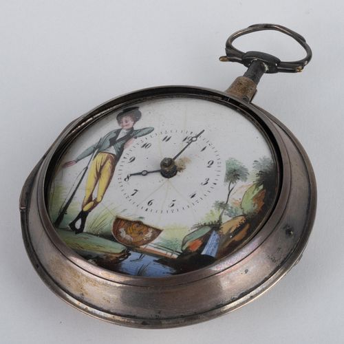 SILVER POCKET WATCHWith painted 2e3ef4
