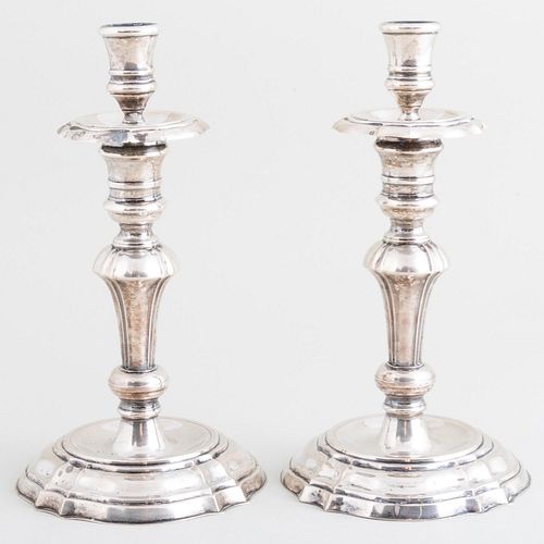 PAIR OF ITALIAN SILVER CANDLESTICKSMarked 2e3f10