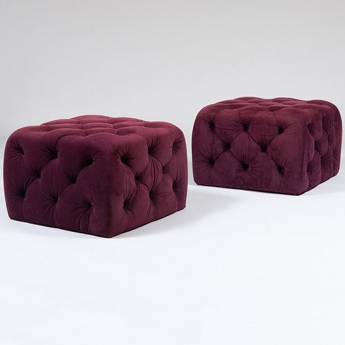 PAIR OF PURPLE TUFTED VELVET UPHOLSTERED 2e3f69