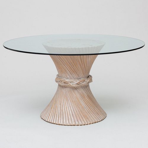 MCGUIRE LIMED WOOD TABLE WITH GLASS