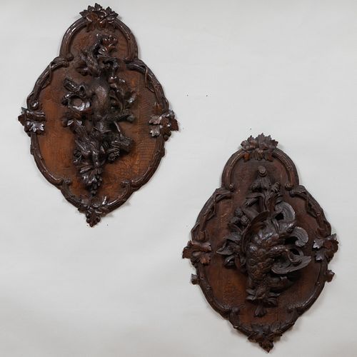 PAIR OF VICTORIAN CARVED OAK ANIMAL 2e40f8