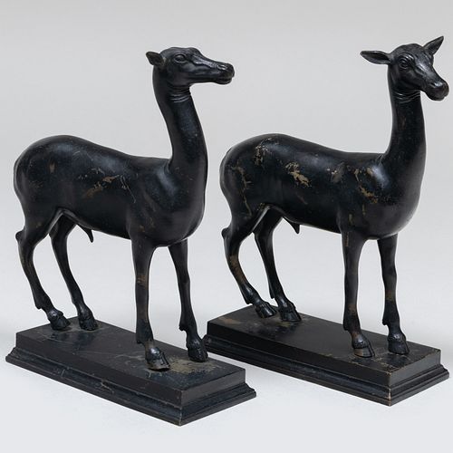 PAIR OF SMALL BRONZE DEER, POSSIBLY