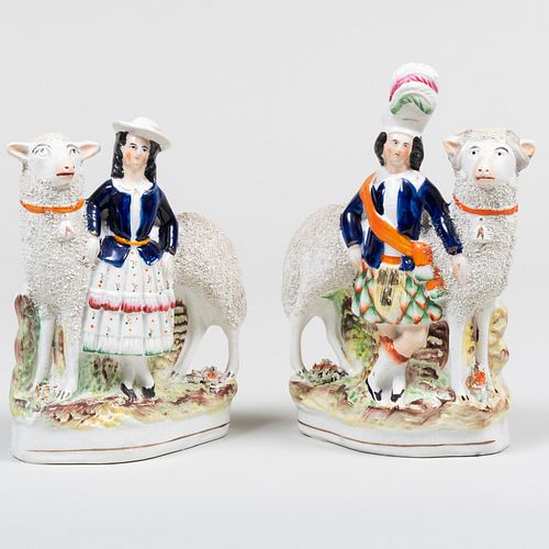 PAIR OF STAFFORDSHIRE FIGURES OF