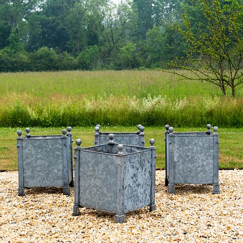GROUP OF FOUR FRENCH ZINC JARDINIERES,