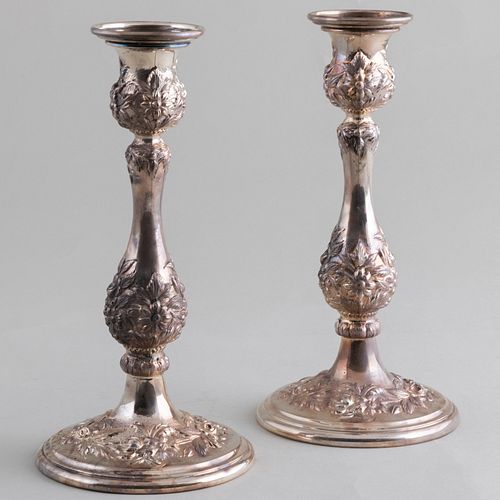 PAIR OF S KIRK SON SILVER CANDLESTICKSMarked 2e4185