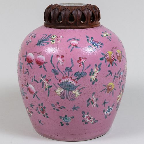 CHINESE PINK GROUND GINGER JAR 2e41a1