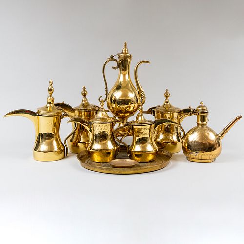 GROUP OF MIDDLE EASTERN BRASS DRINKWAREComprising:

Six