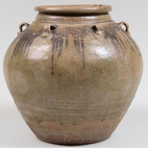 CHINESE GLAZED POTTERY JAR WITH
