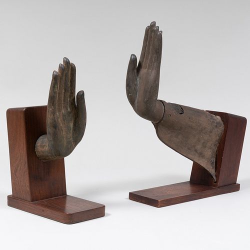 TWO THAI BRONZE FIGURES OF HANDSMounted 2e41f5