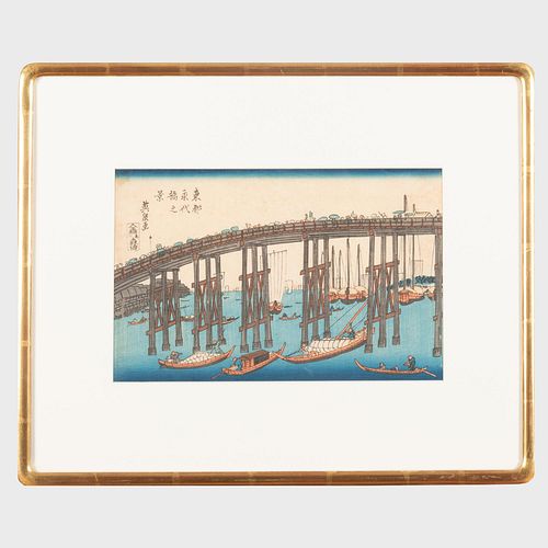 JAPANESE WOODBLOCK BRIDGE SCENEInk 2e41f6