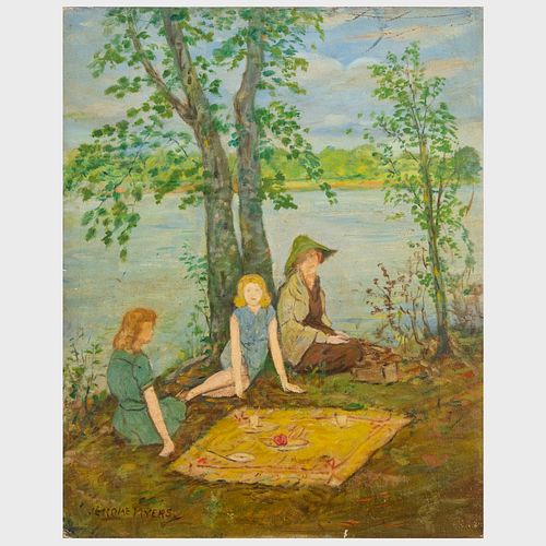 JEROME MYERS 1867 1940 PICNICOil 2e4212