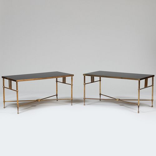 PAIR OF BRASS LOW TABLES, PROBABLY