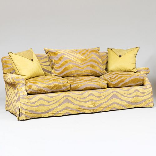 GOLD TO GREY CUT VELVET UPHOLSTERED 2e422c