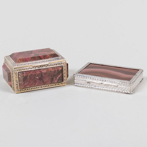 TWO SILVER MOUNTED AGATE BOXES  2e4233